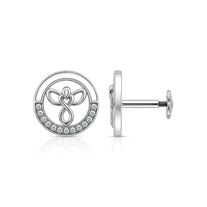 Guardian Angel Sparkle 925 Sterling Silver Stud for Women