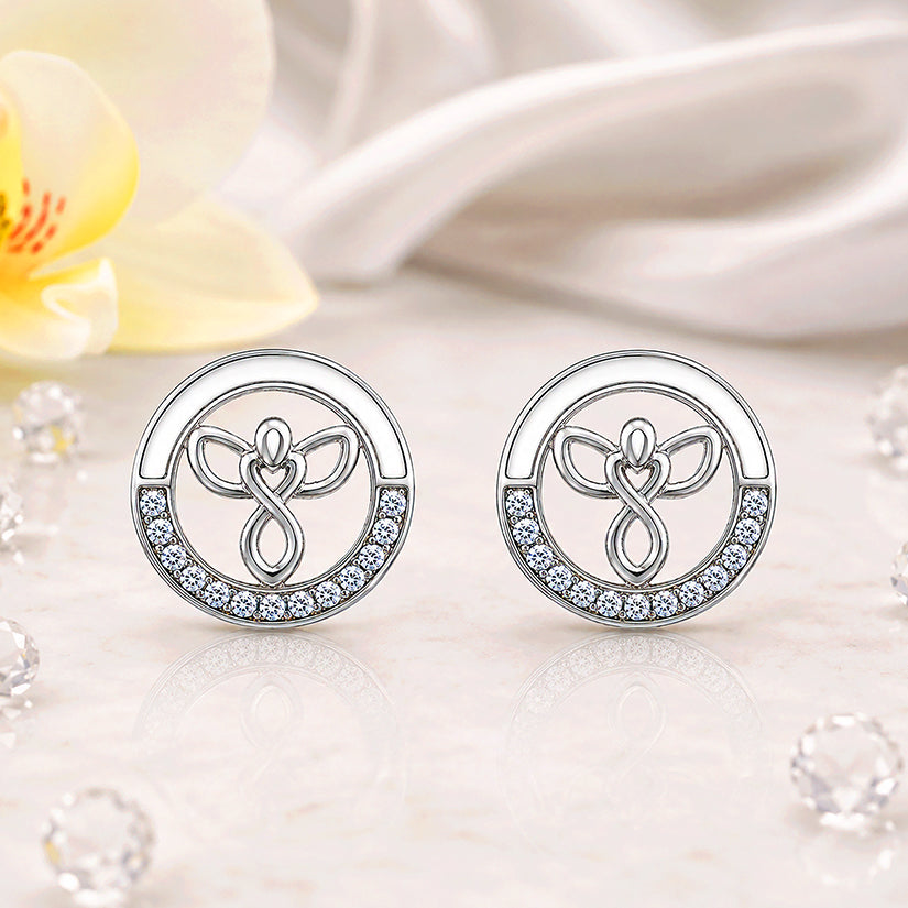 Guardian Angel Sparkle 925 Sterling Silver Stud for Women