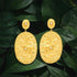 Hammered Gold Oval Pearl Drop Earrings