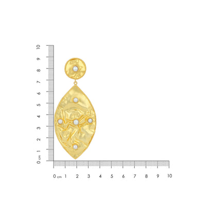 Hammered Gold Pearl Drop Earrings