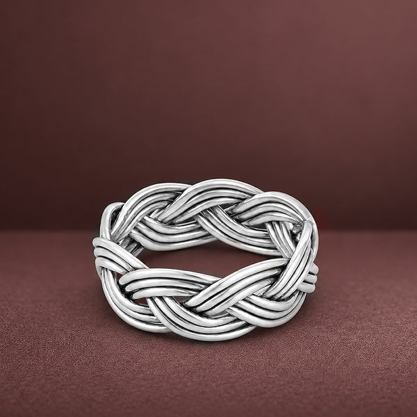 Handwoven Knot Style Timeless Glamour  925 Sterling Silver Ring for Men