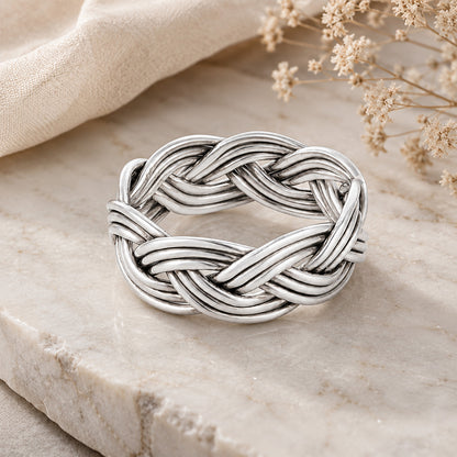 Handwoven Knot Style Timeless Glamour  925 Sterling Silver Ring for Men