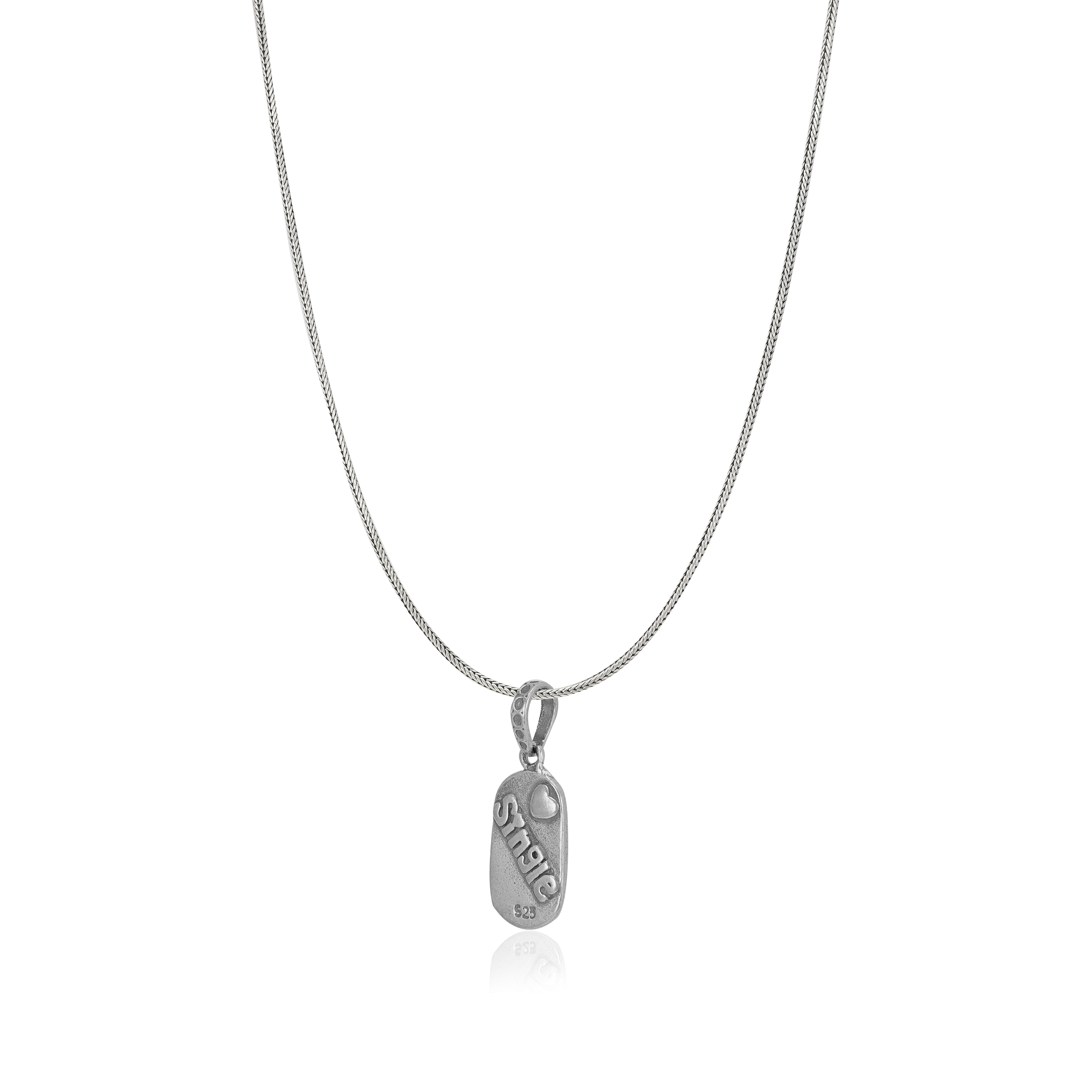 Happily Single 925 Rhodium Snake Chain Pendants