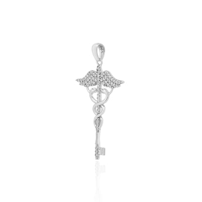 Healing Wings Caduceus 925 Sterling Silver Pendant for women