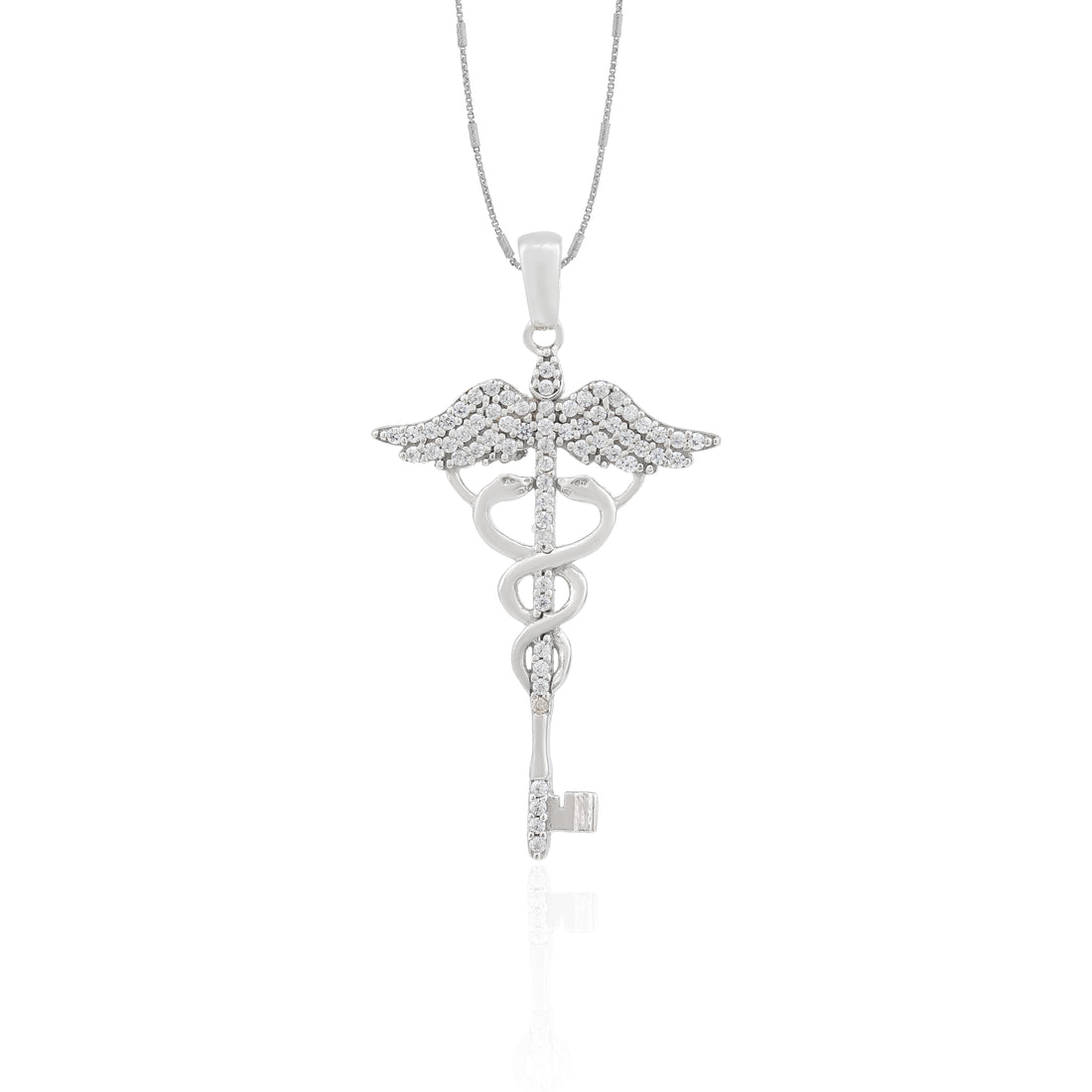 Healing Wings Caduceus 925 Sterling Silver Pendant for women