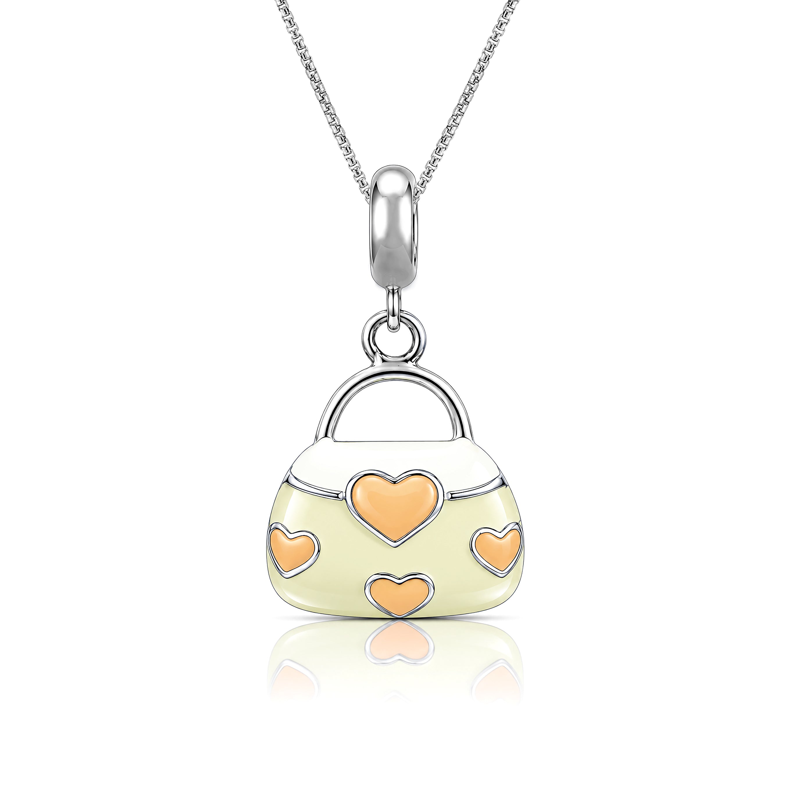 Heart Blossom Handbag 925 Sterling Silver Charm Pendant