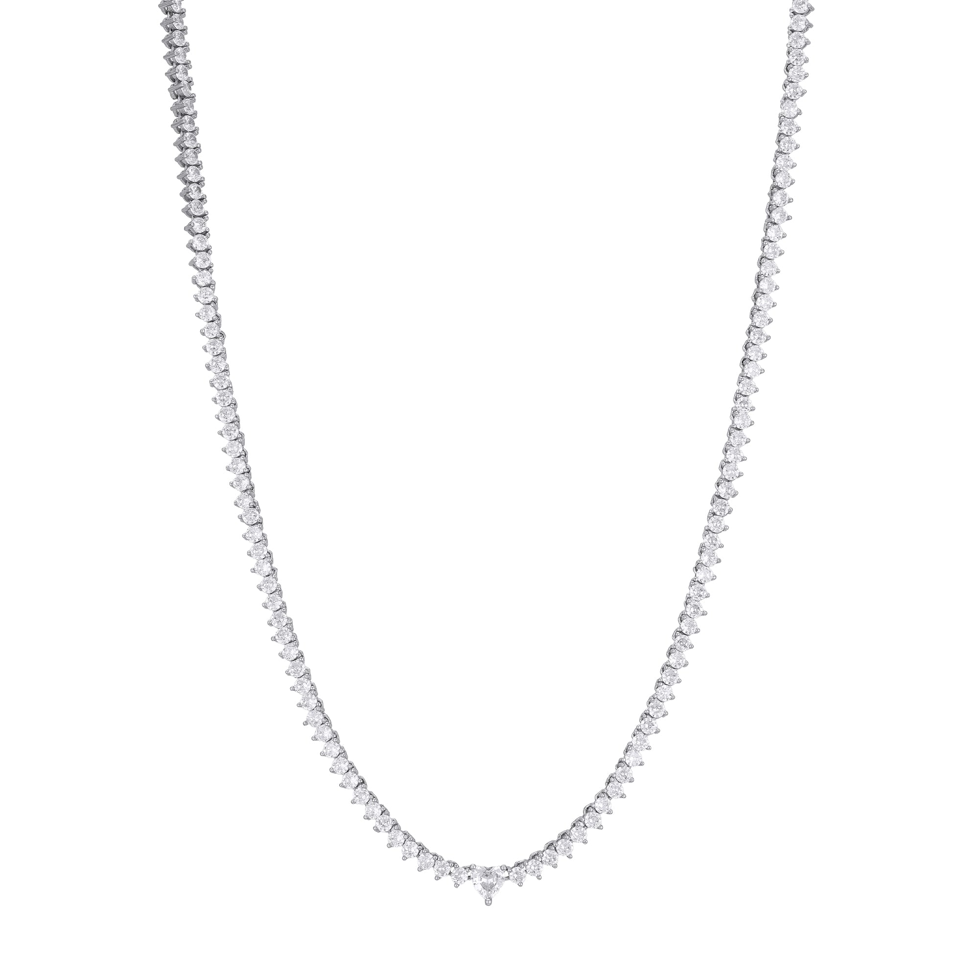 Heart Drop Stone-Set Silver Necklace