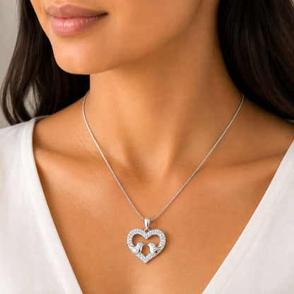 Heart Embrace Lovebirds 925 Sterling Silver Pendant for Women