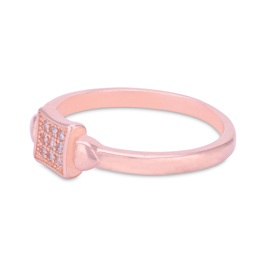 Heart Frame Radiance Square Rose Gold 925 Sterling Silver Ring for Women