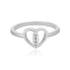 Heart Centered Oval Detailed Rhodium Plated Ring