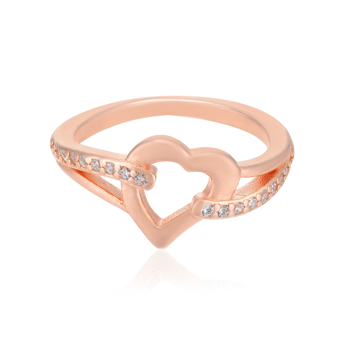 Heart Centered Rose Gold Plated Side Grip Ring