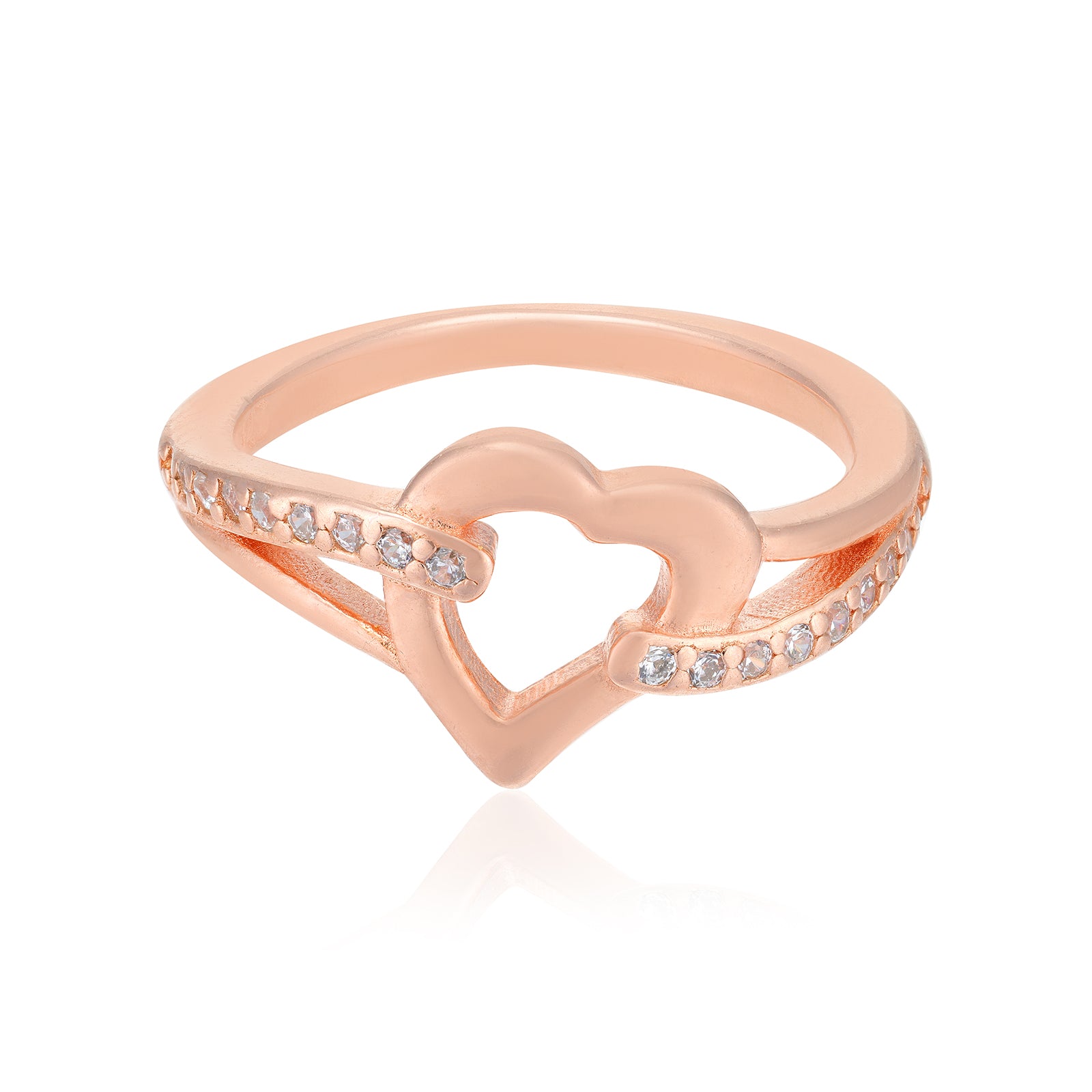 Heart Centered Rose Gold Plated Side Grip Ring