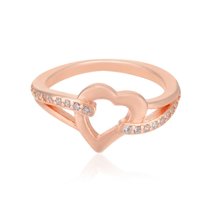 Heart Centered Rose Gold Plated Side Grip Ring
