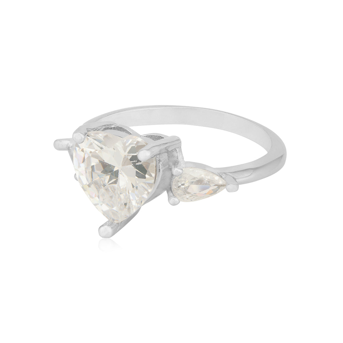 Heart Centred Rhodium  925 White Stone Ring