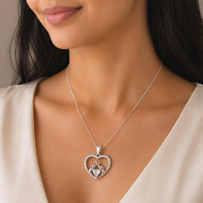 Heart Embrace Twin Elephants 925 Sterling Silver Pendant for Women