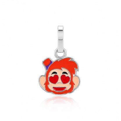 Heart Eyes Monkey Enamel Sterling Silver Pendant