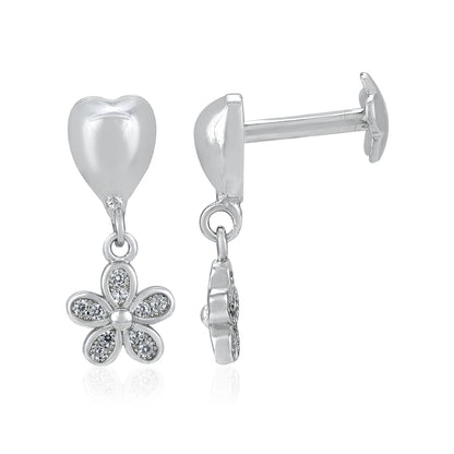 Heart Floral Dangle 925 Sterling Silver Earrings for Women