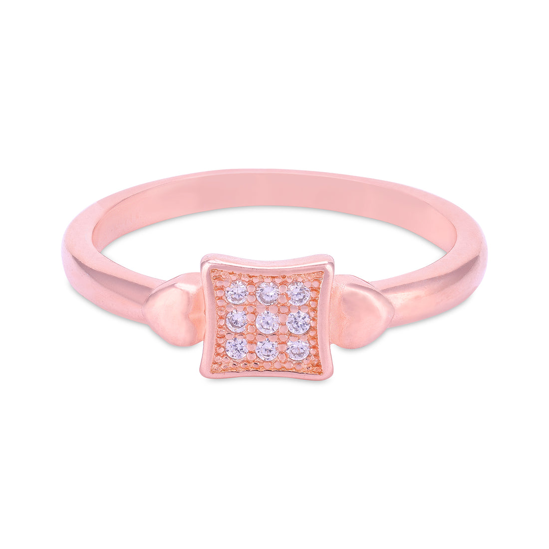 Heart Frame Radiance Square Rose Gold 925 Sterling Silver Ring for Women