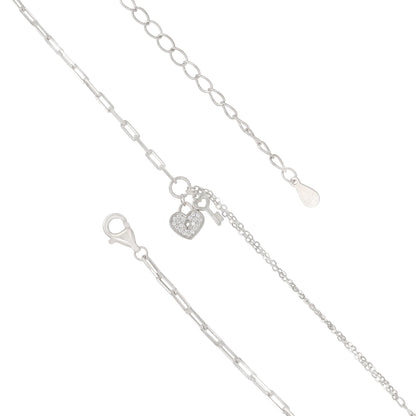 Heart Lock and Key 925 Rhodium Stylish Bracelets