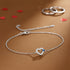 Heart Pav Silver Bracelet with Blue Stone Accent