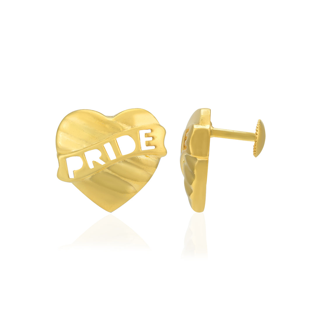 Heart Shaped 925 Pride Engraved Gold Plated Studs