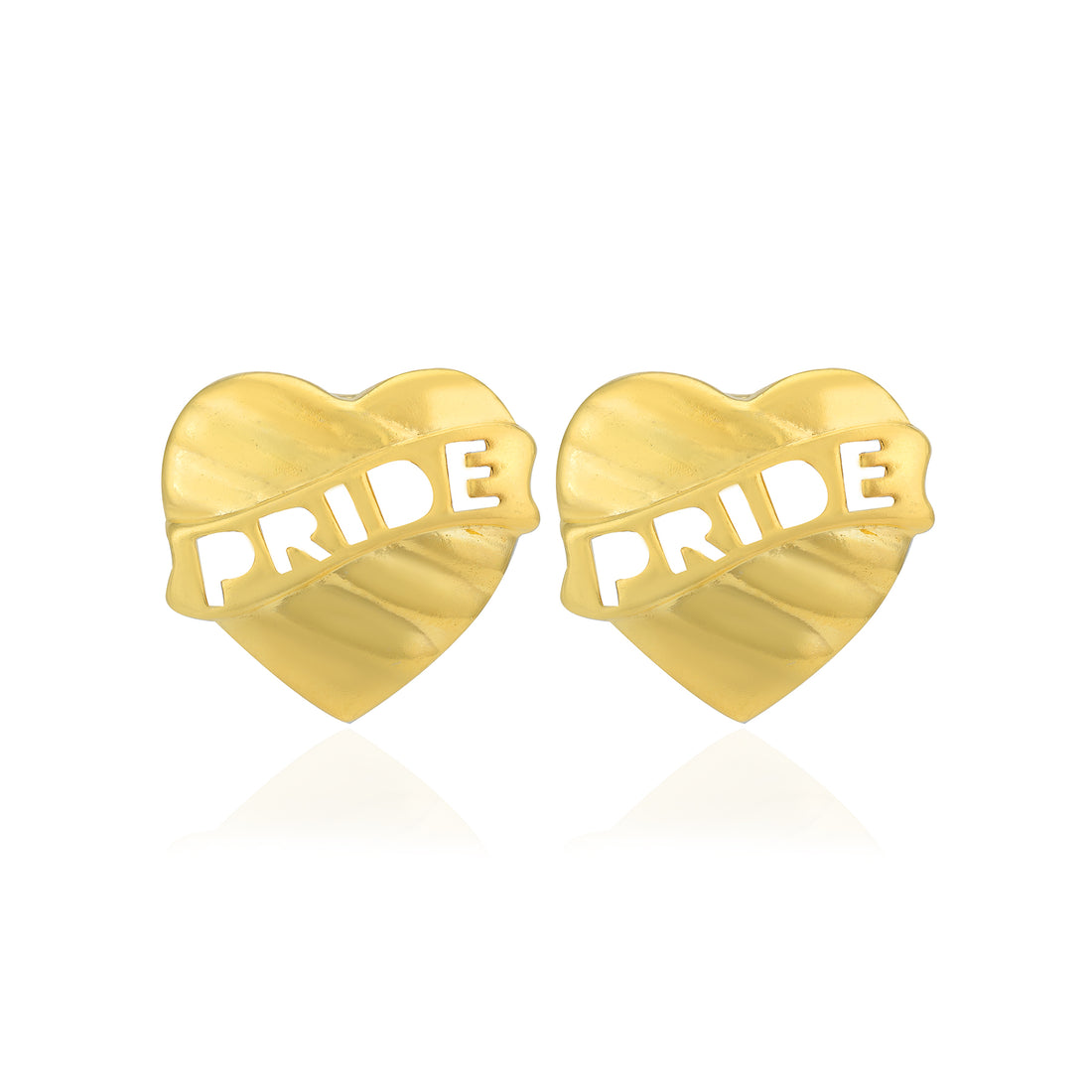 Heart Shaped 925 Pride Engraved Gold Plated Studs