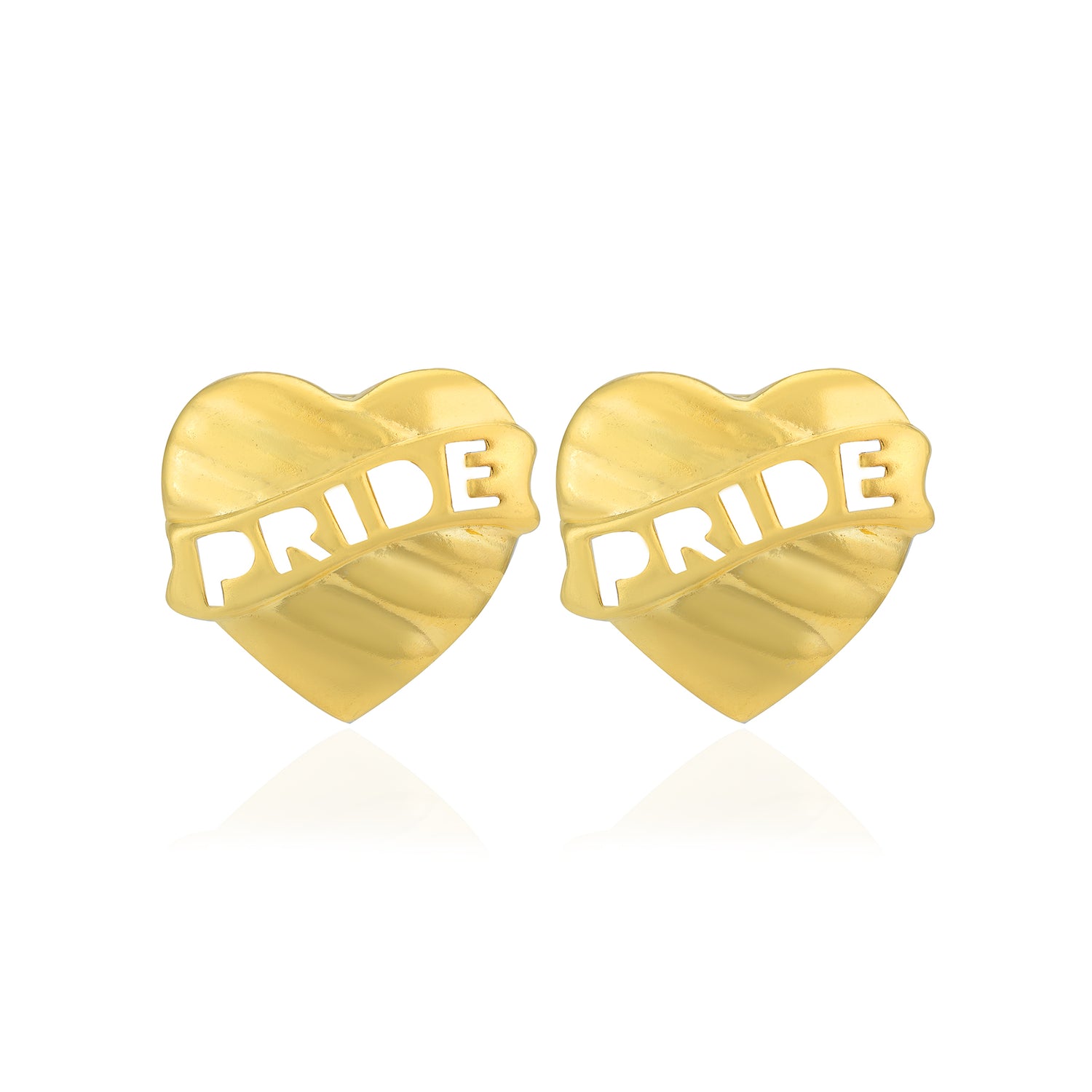 Heart Shaped 925 Pride Engraved Gold Plated Studs
