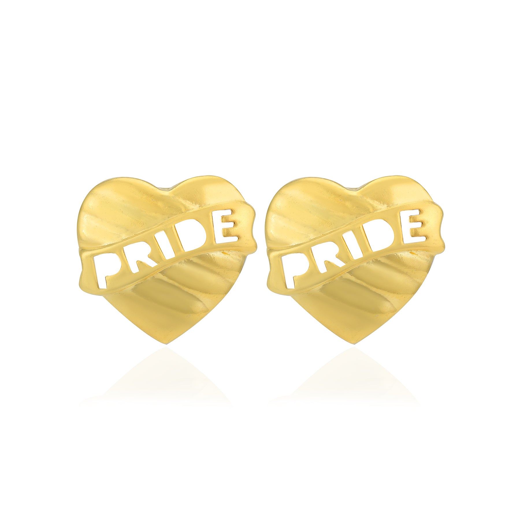 Heart Shaped 925 Pride Engraved Gold Plated Studs
