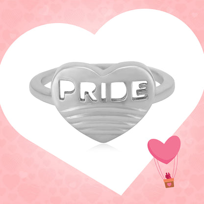 Heart Shaped Rhodium Plated Pride Rings