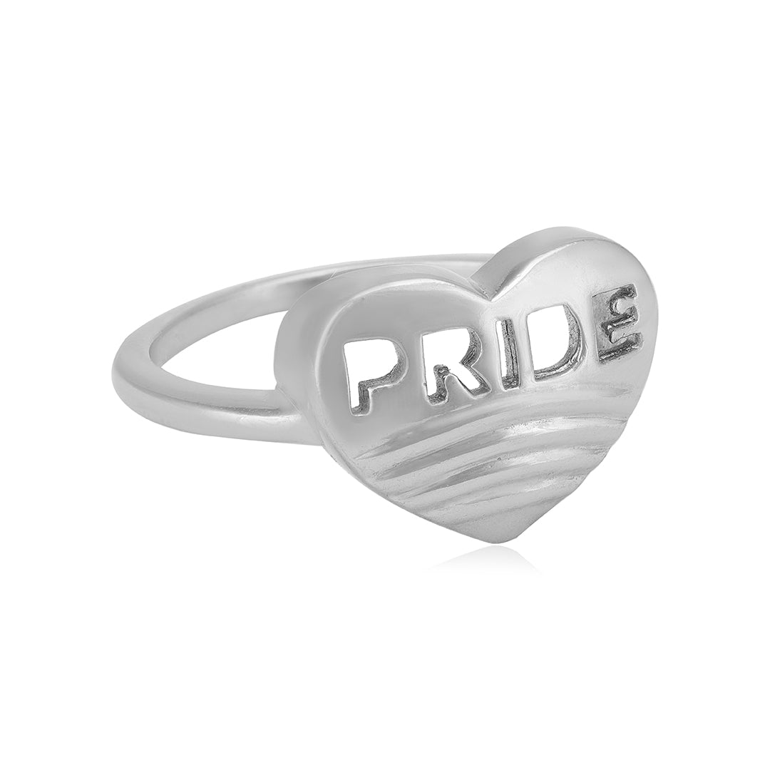 Heart Shaped Rhodium Plated Pride Rings