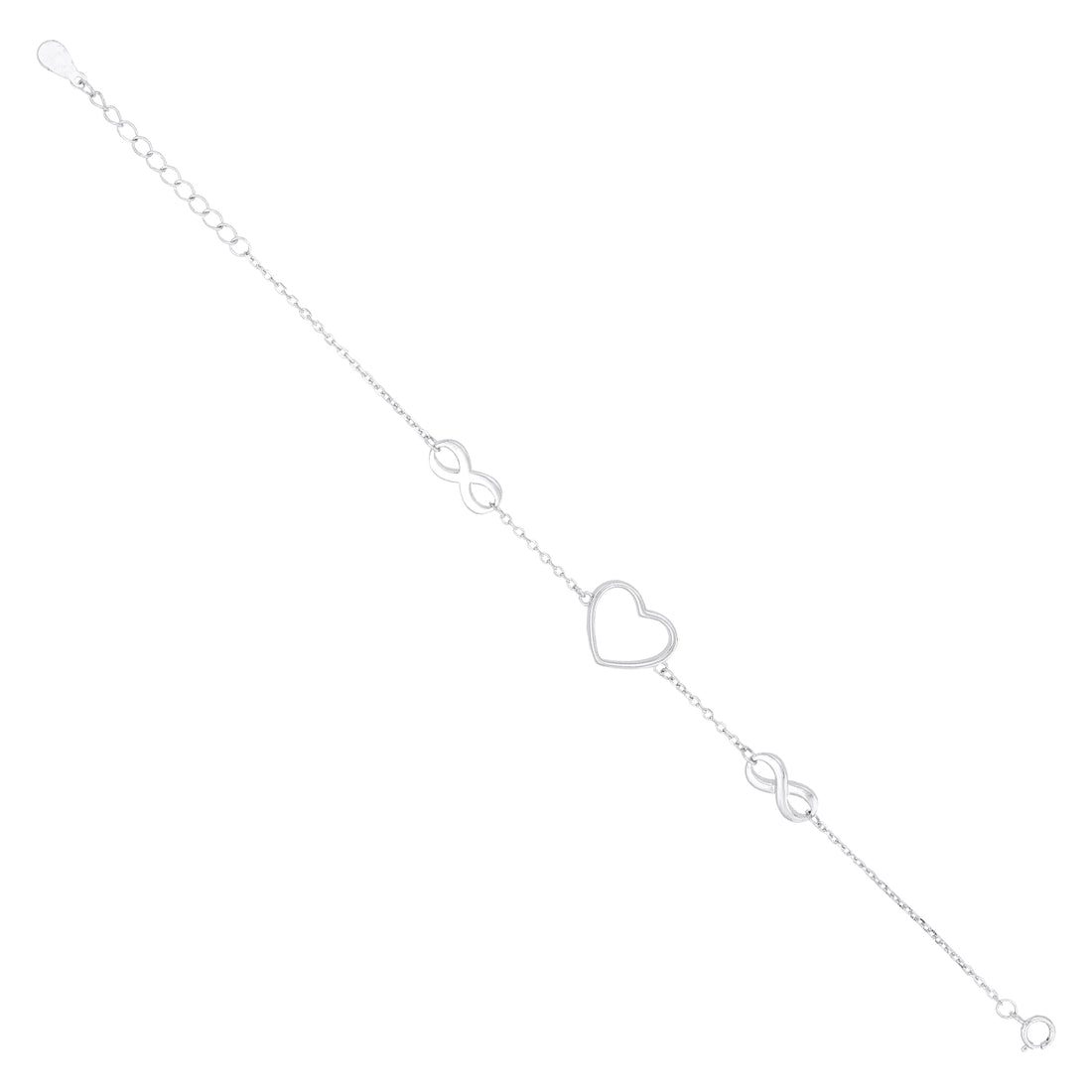 Heart and Infinity Motif Silver Bracelet