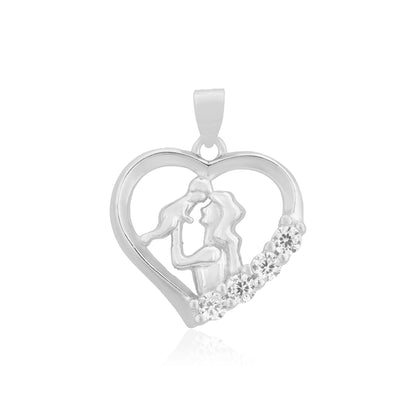 Heartfelt Love 925 Rhodium Mother Child Pendants