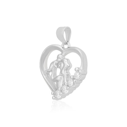 Heartfelt Love Rhodium Mother Child Pendants