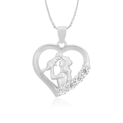 Heartfelt Love Rhodium Plated Mother Child Pendants