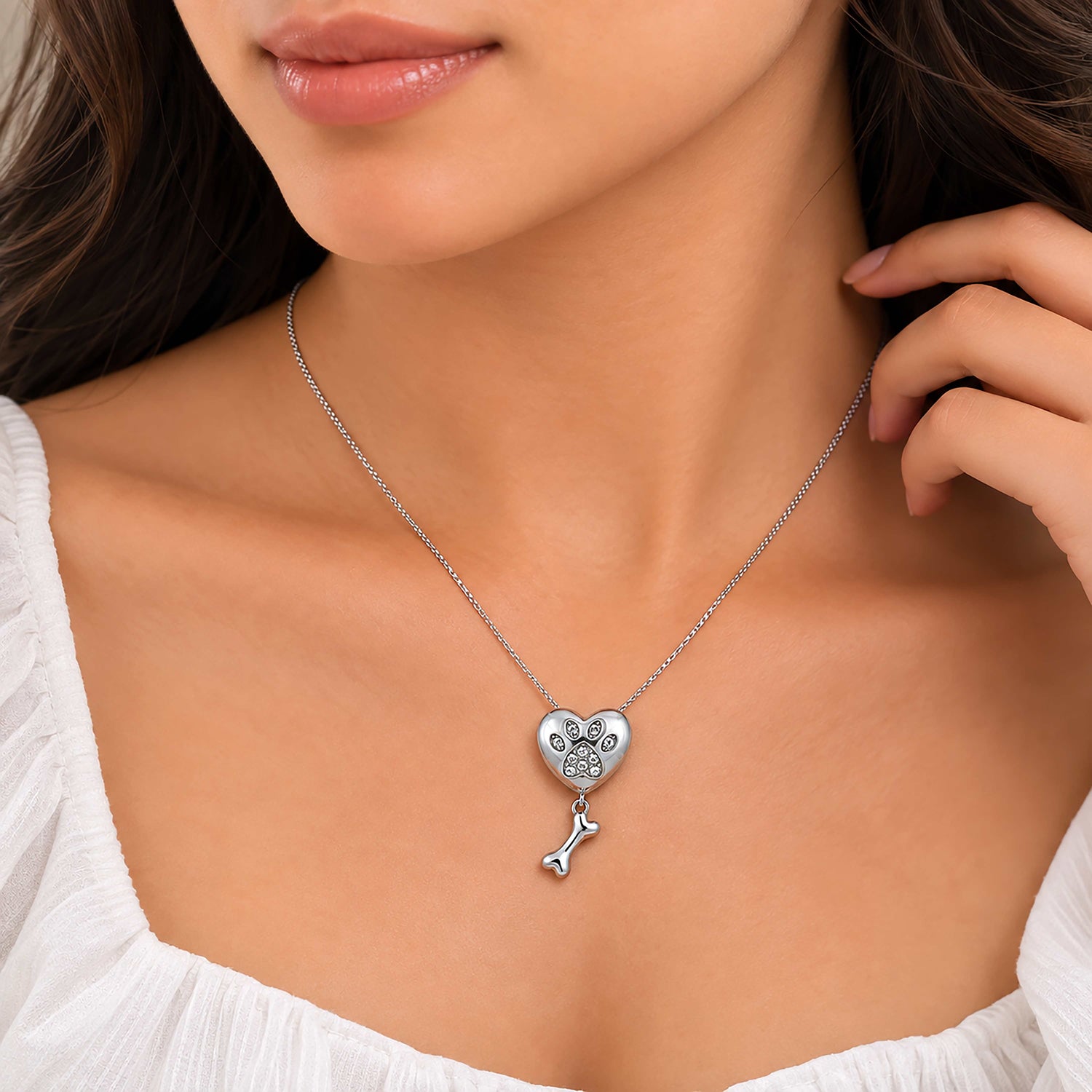 Heartfelt Paw Print 925 Sterling Silver Pendant for Women