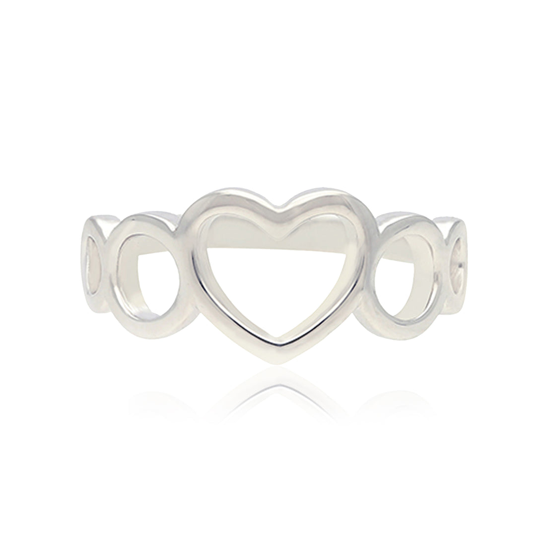 Hearts Infinity Circles Rhodium Plated Ring