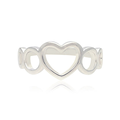 Hearts Infinity Circles Rhodium Plated Ring