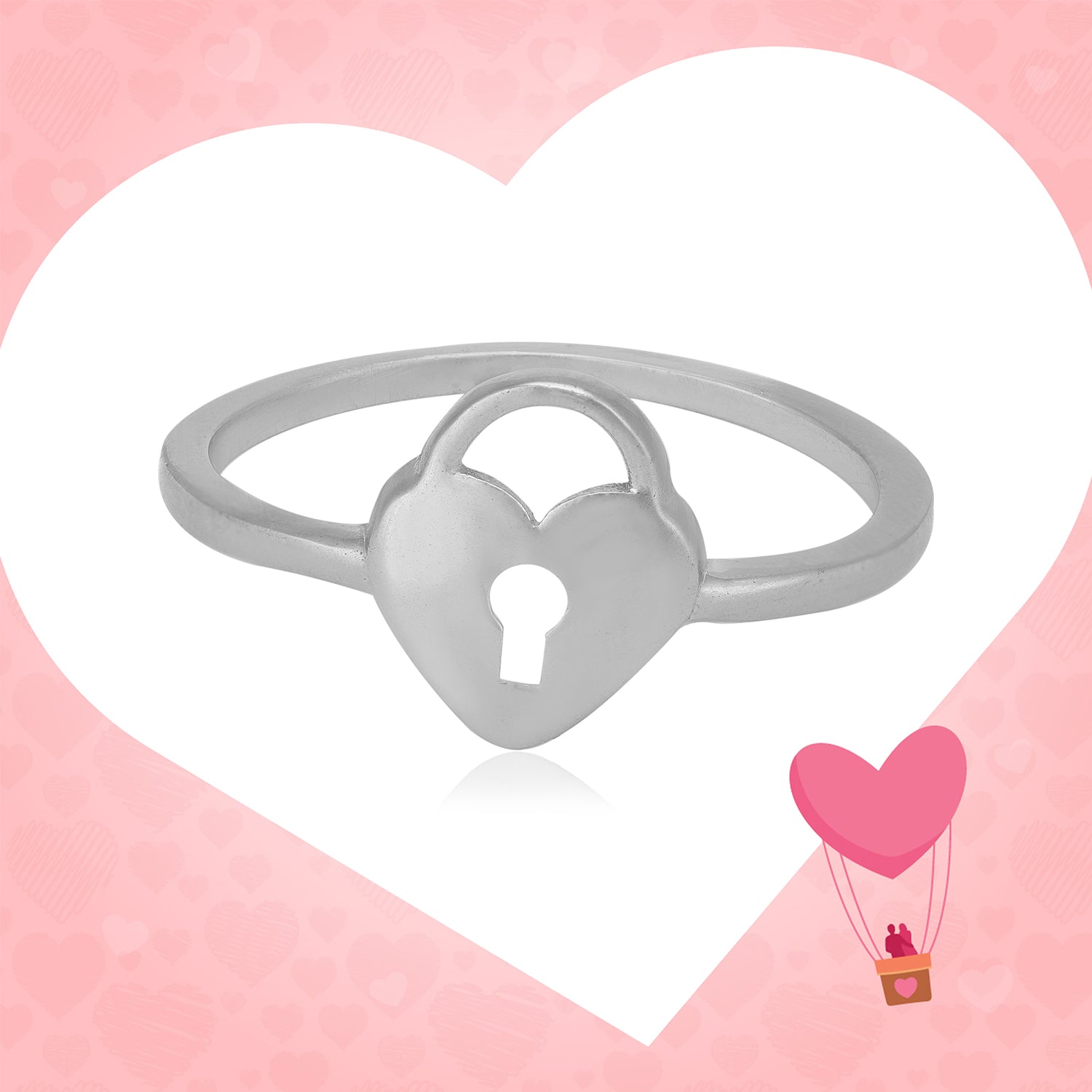 Hearts Lock Rhodium Plated 925 Sophisticated Rings