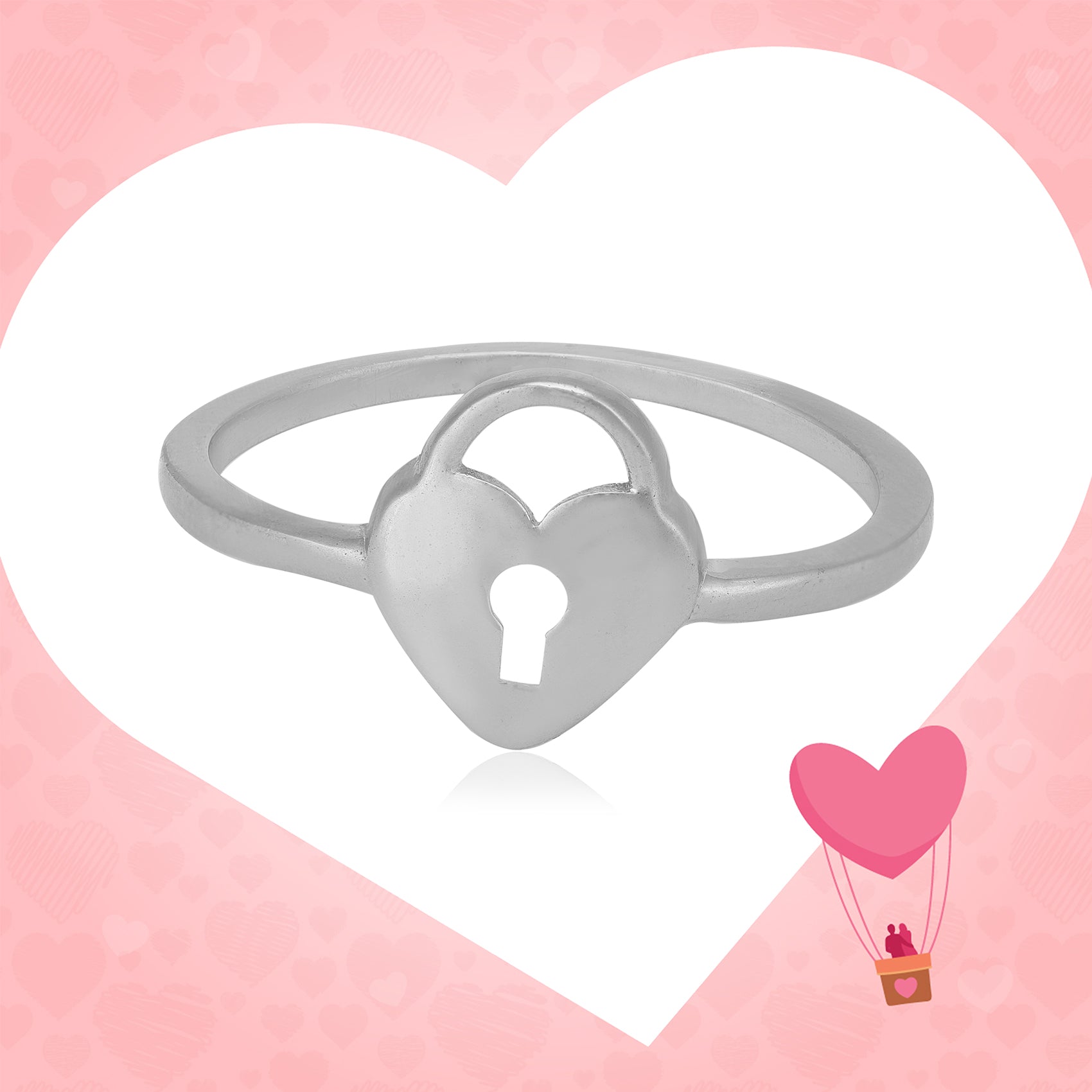 Hearts Lock Rhodium Plated 925 Sophisticated Rings