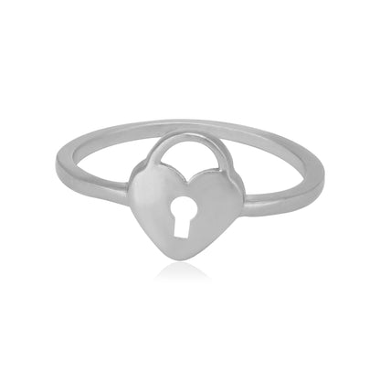 Hearts Lock Rhodium Plated Sophisticated Rings