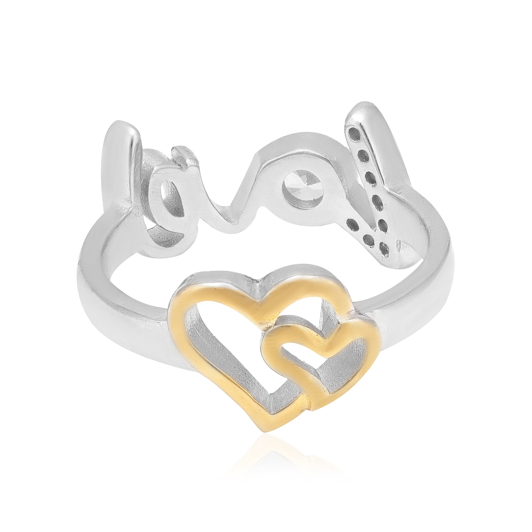 Hearts Love Charm Dual Tone 925 Ring 
