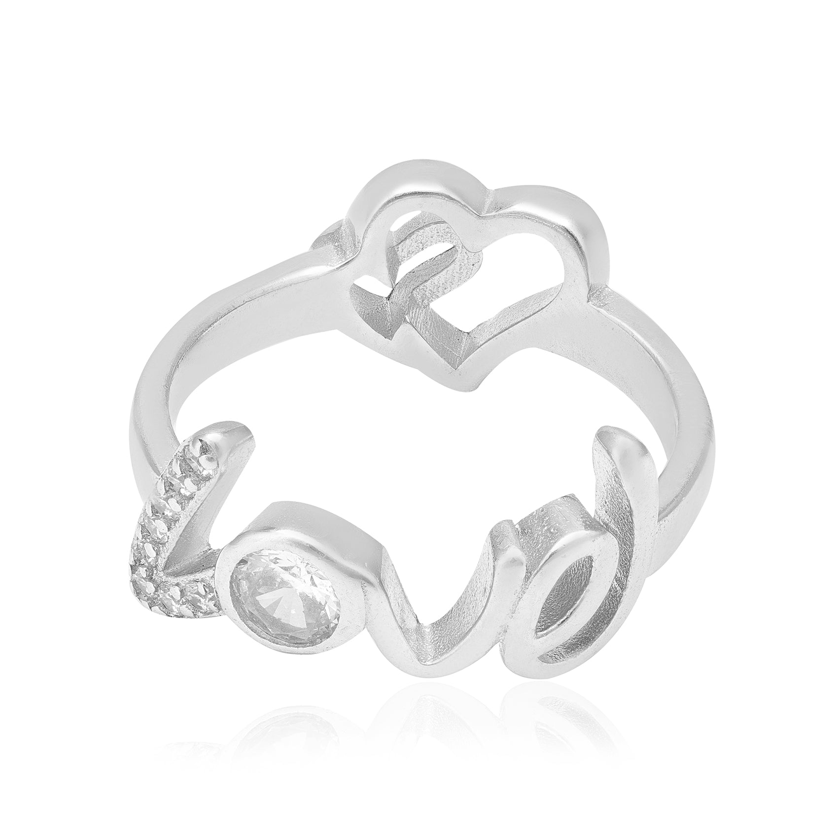 Hearts Love Charm Dual Tone Ring 
