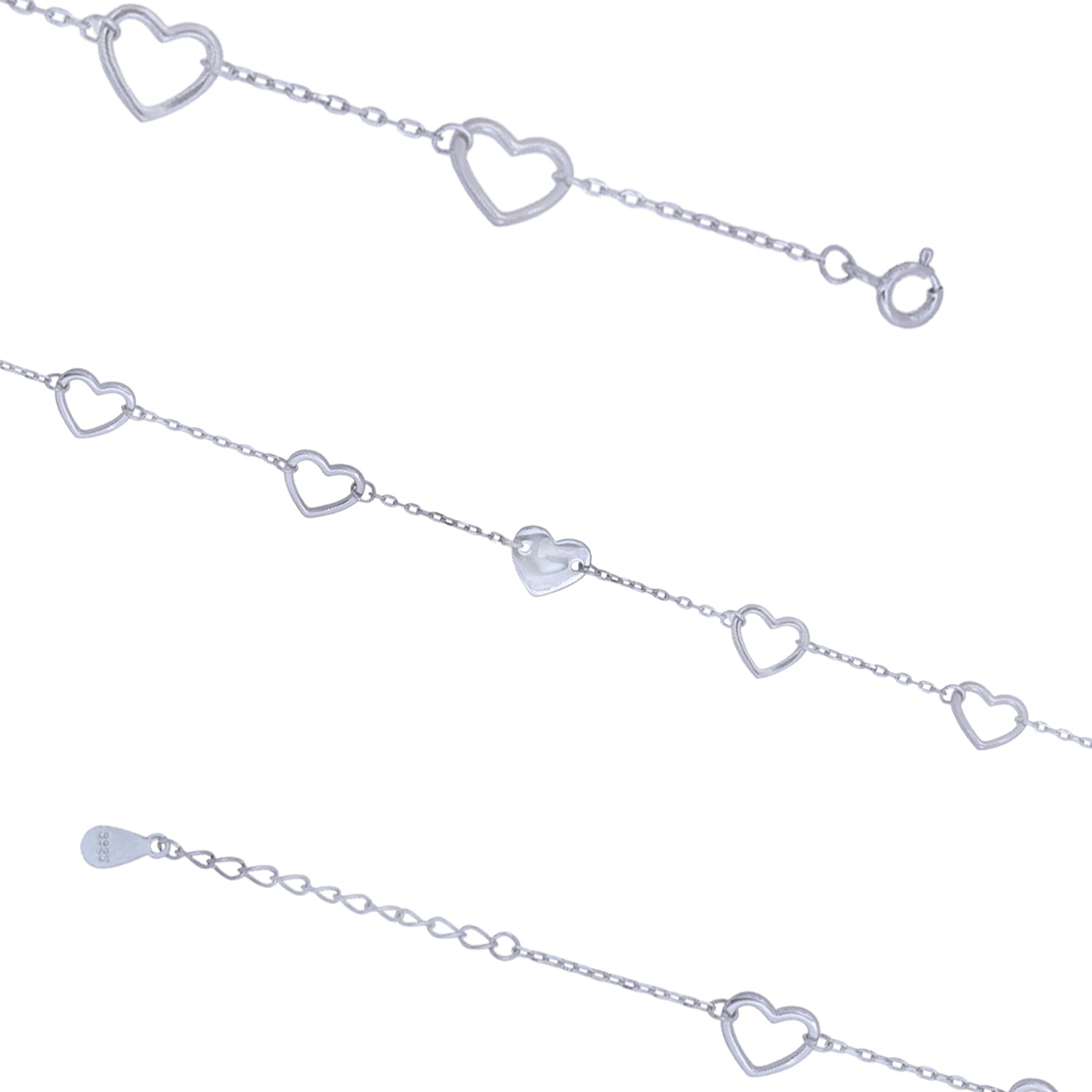 Hearts Of Five Rhodium Heart Core Bracelets