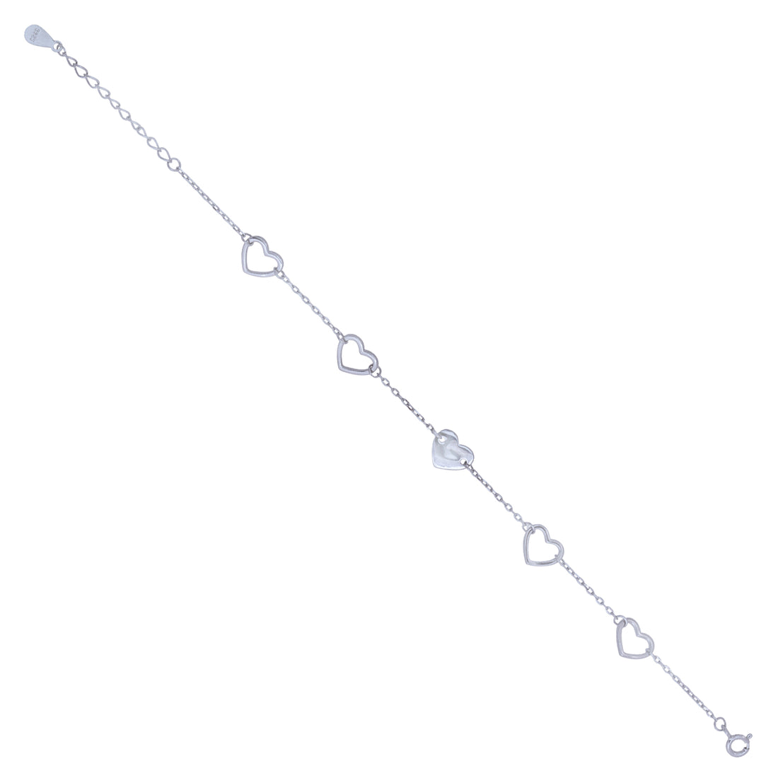 Hearts Of Five Rhodium Plated 925Heart Core Bracelets