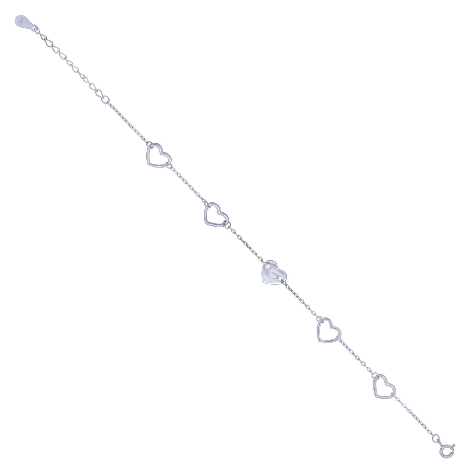 Hearts Of Five Rhodium Plated 925Heart Core Bracelets