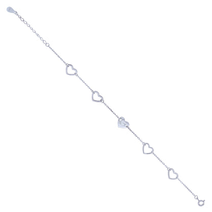 Hearts Of Five Rhodium Plated 925Heart Core Bracelets