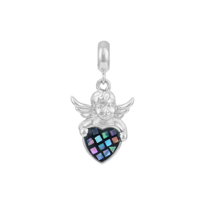 Heavenly Angel 925 Sterling Silver Mosaic Heart Pendant