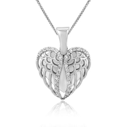 Heavenly Grace 925 Sterling Silver Winged Heart Pendant