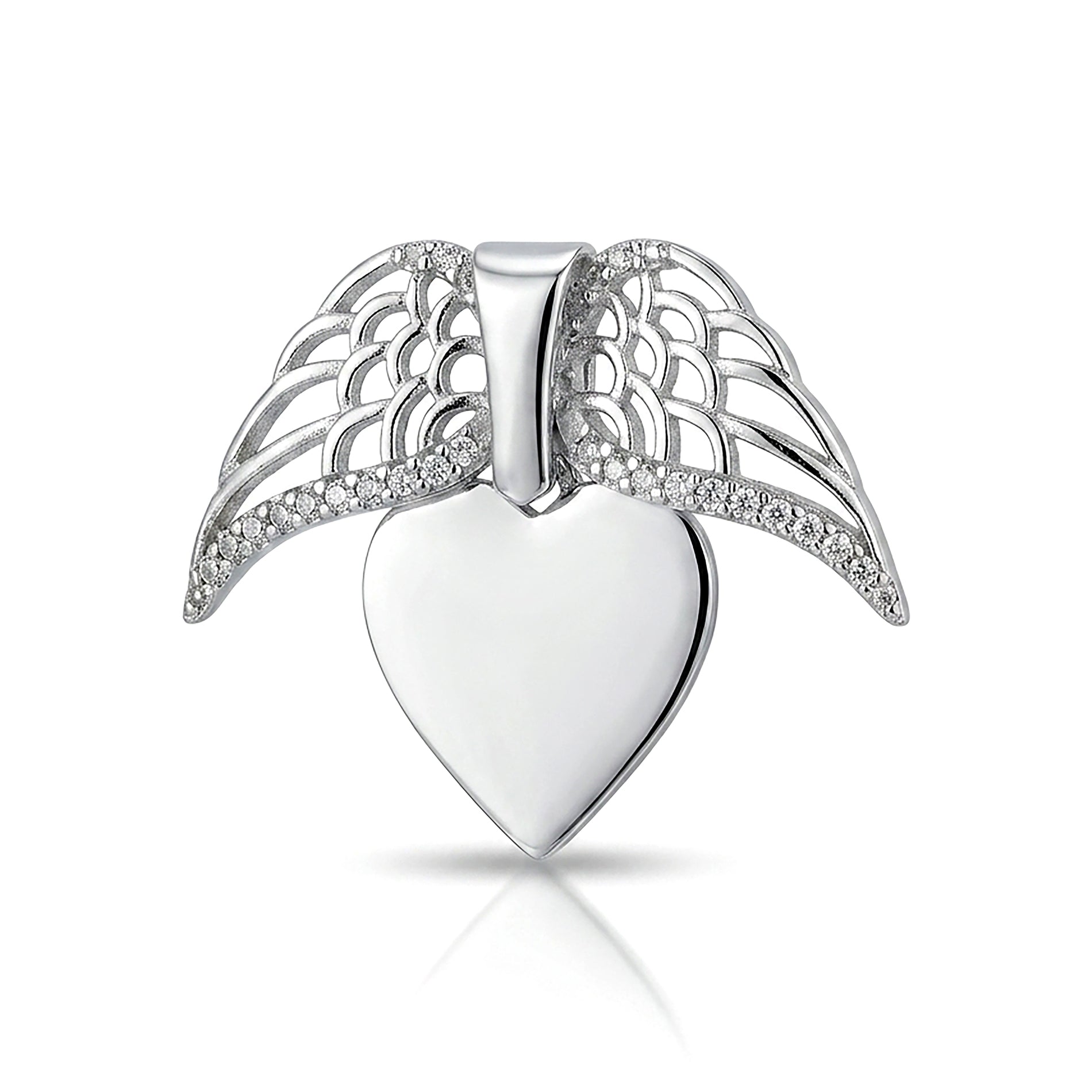 Heavenly Grace 925 Sterling Silver Winged Heart Pendant