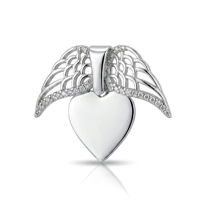 Heavenly Grace 925 Sterling Silver Winged Heart Pendant